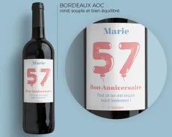 Bouteille de vin de Bordeaux personnalisée anniversaire - Ballons Rose|Cadeaux.com Best
