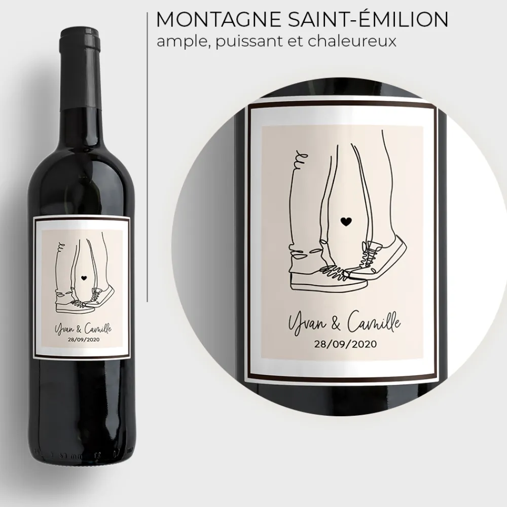 Bouteille de vin personnalisée - Dessin au trait|Cadeaux.com Online