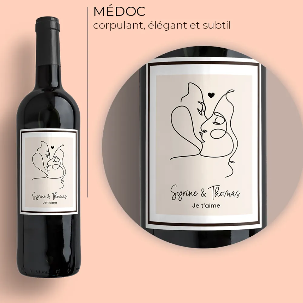 Bouteille de vin personnalisée - Dessin au trait|Cadeaux.com Online