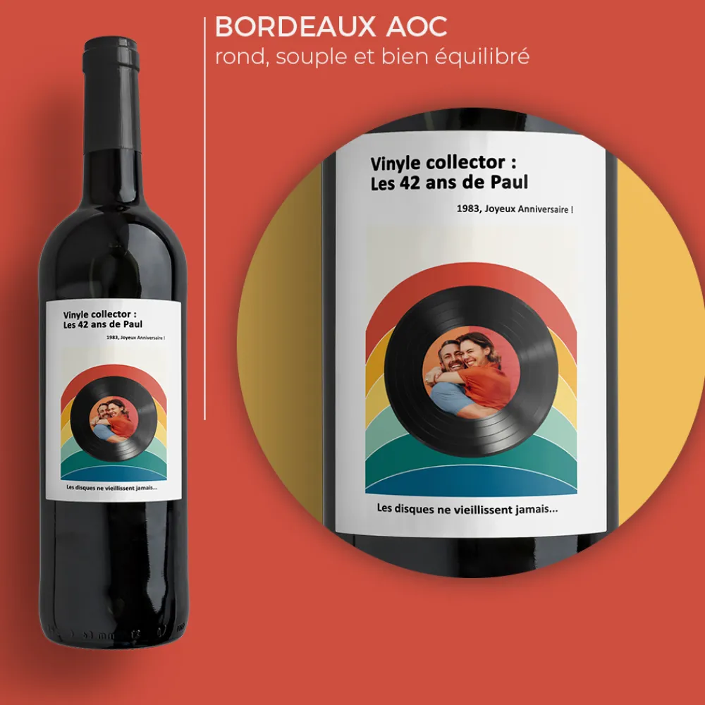 Bouteille de vin personnalisée - Retro Vibes|Cadeaux.com Sale