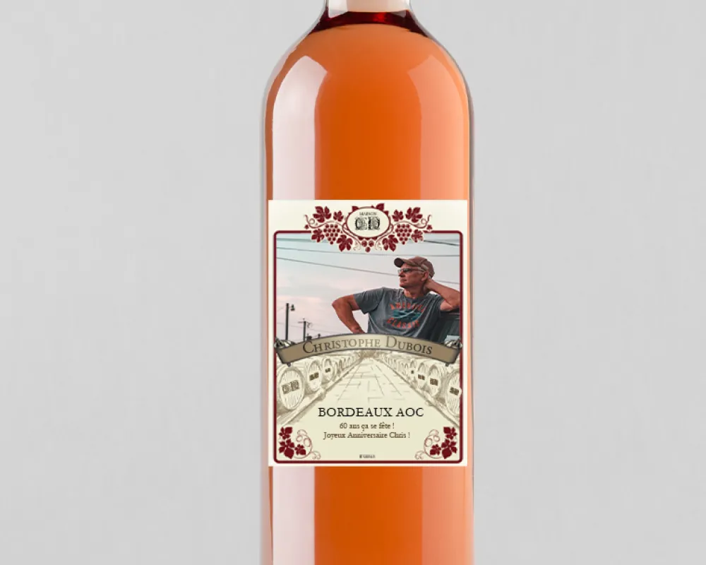 Bouteille de vin rosé personnalisée - Photo|Cadeaux.com Hot