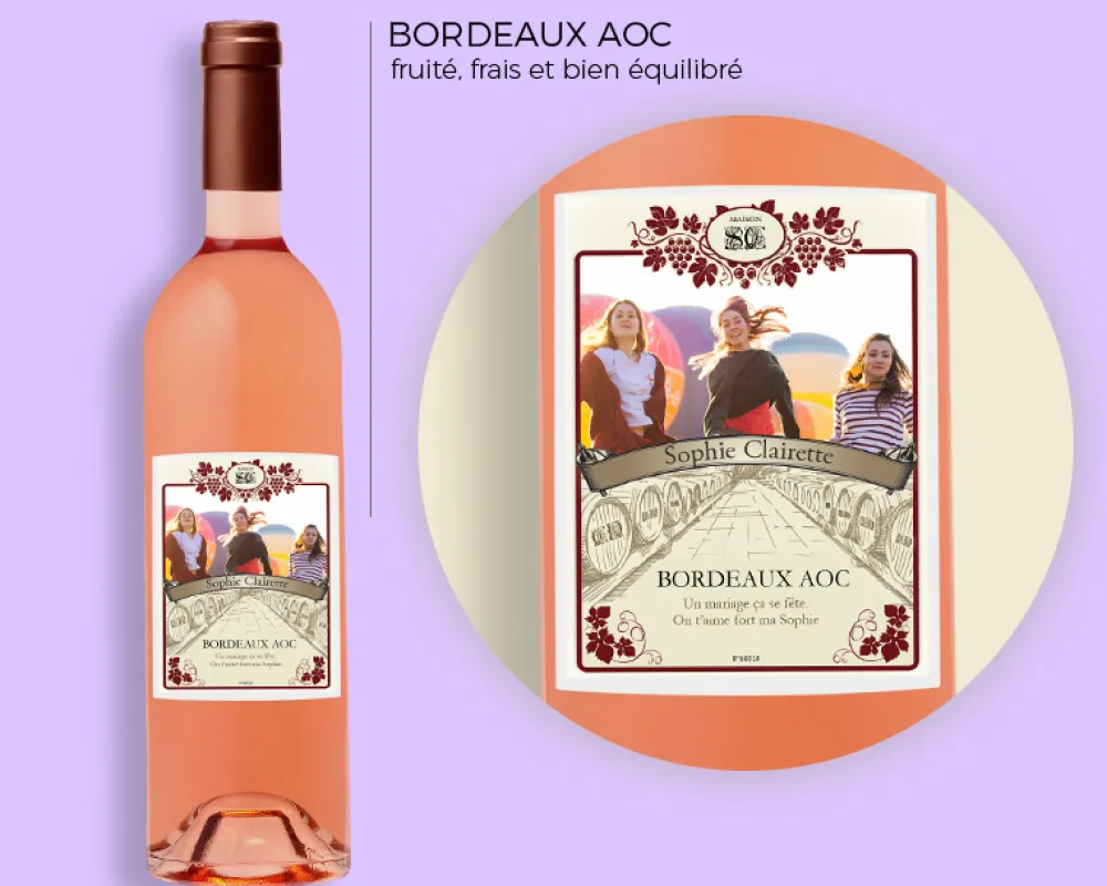 Bouteille de vin rosé personnalisée - Photo|Cadeaux.com Hot