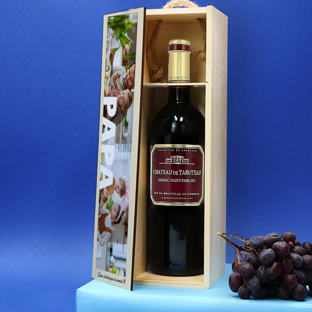 Bouteille et caisse à vin personnalisée - Multi-photos|Cadeaux.com Best