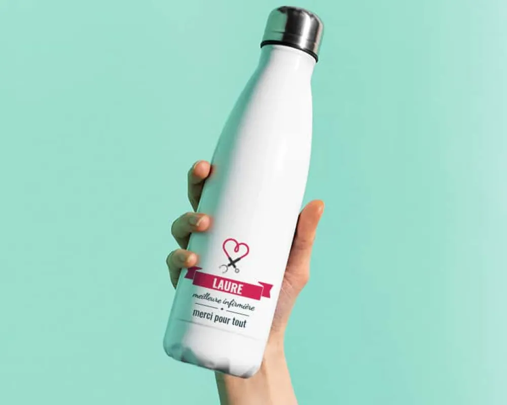 Bouteille isotherme en inox personnalisable - Remerciement personnel soignant|Cadeaux.com Discount