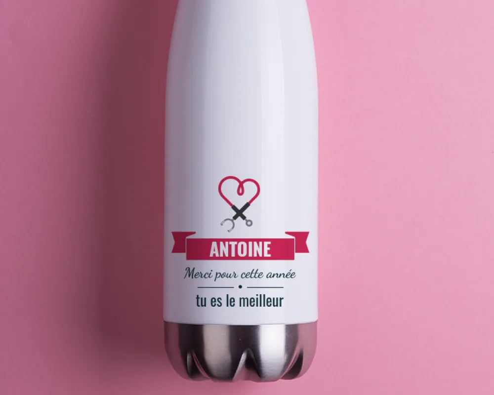 Bouteille isotherme en inox personnalisable - Remerciement personnel soignant|Cadeaux.com Discount