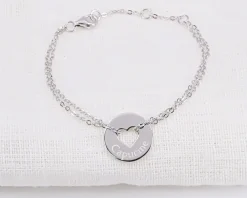 Bracelet coeur et double chaîne en Argent véritable|Cadeaux.com Best