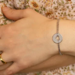 Bracelet coeur et double chaîne en Argent véritable|Cadeaux.com Best