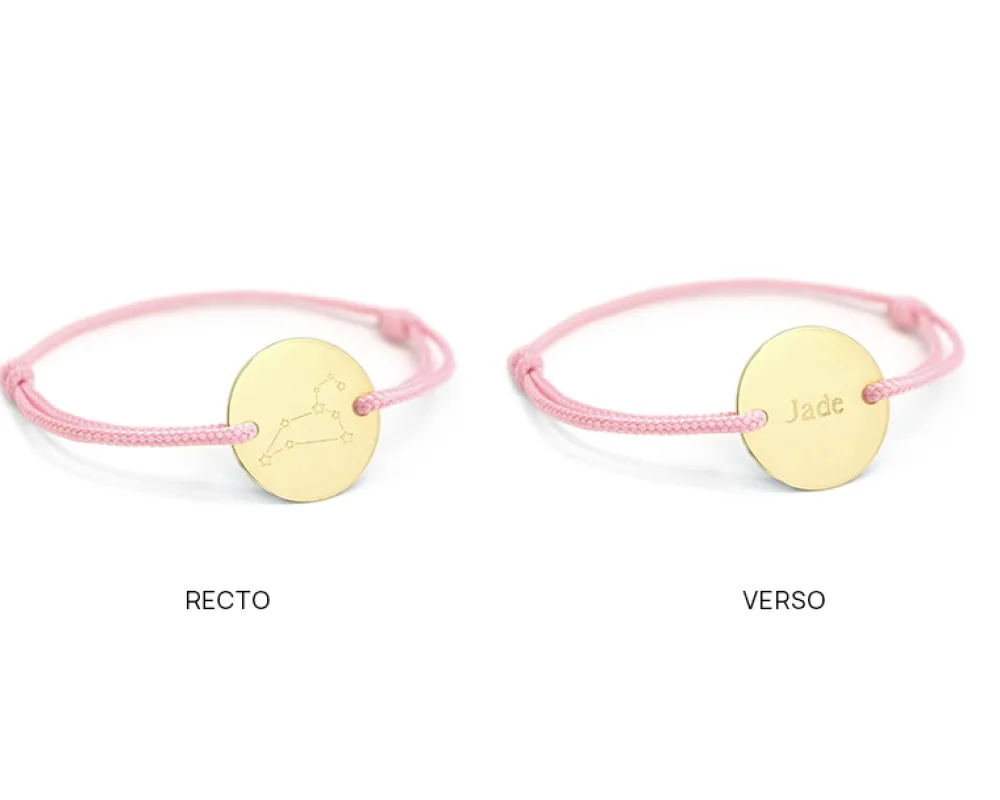 Bracelet cordon personnalisé Plaqué or - Constellations|Cadeaux.com New