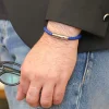 Bracelet en cuir tressé coloré - Marron foncé, camel ou bleu marine|Cadeaux.com Discount