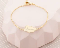 Bracelet enfant personnalisé Nuage - Plaqué or 18 carats ou argent|Cadeaux.com