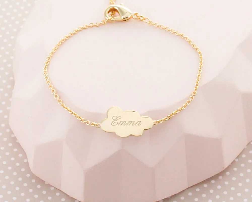 Bracelet enfant personnalisé Nuage - Plaqué or 18 carats ou argent|Cadeaux.com