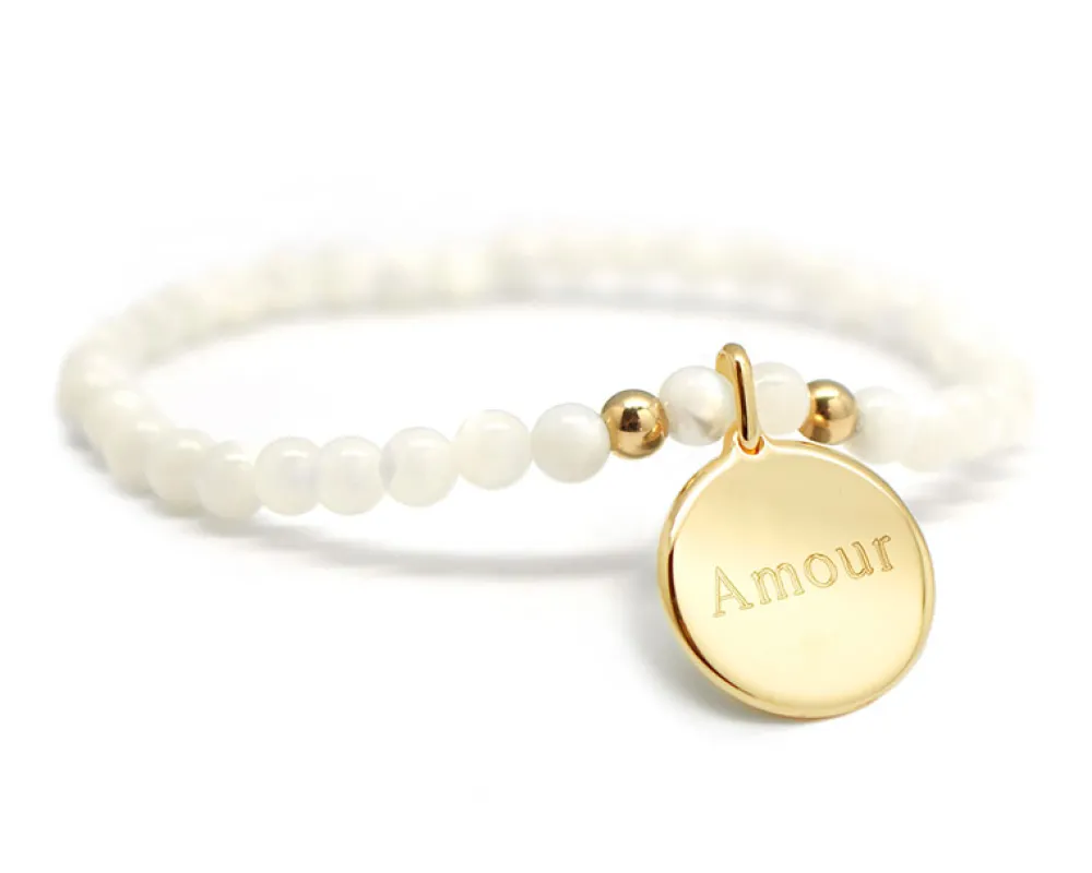 Bracelet femme - Perles en nacre et médaille rose des vents|Cadeaux.com Outlet