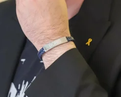 Bracelet gravé Homme en Acier et Cuir Tressé|Cadeaux.com New