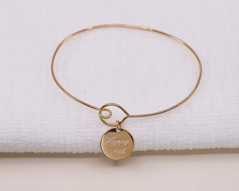 Bracelet jonc personnalisé - Plaqué or 18 carats, argent ou argent rosé|Cadeaux.com Outlet