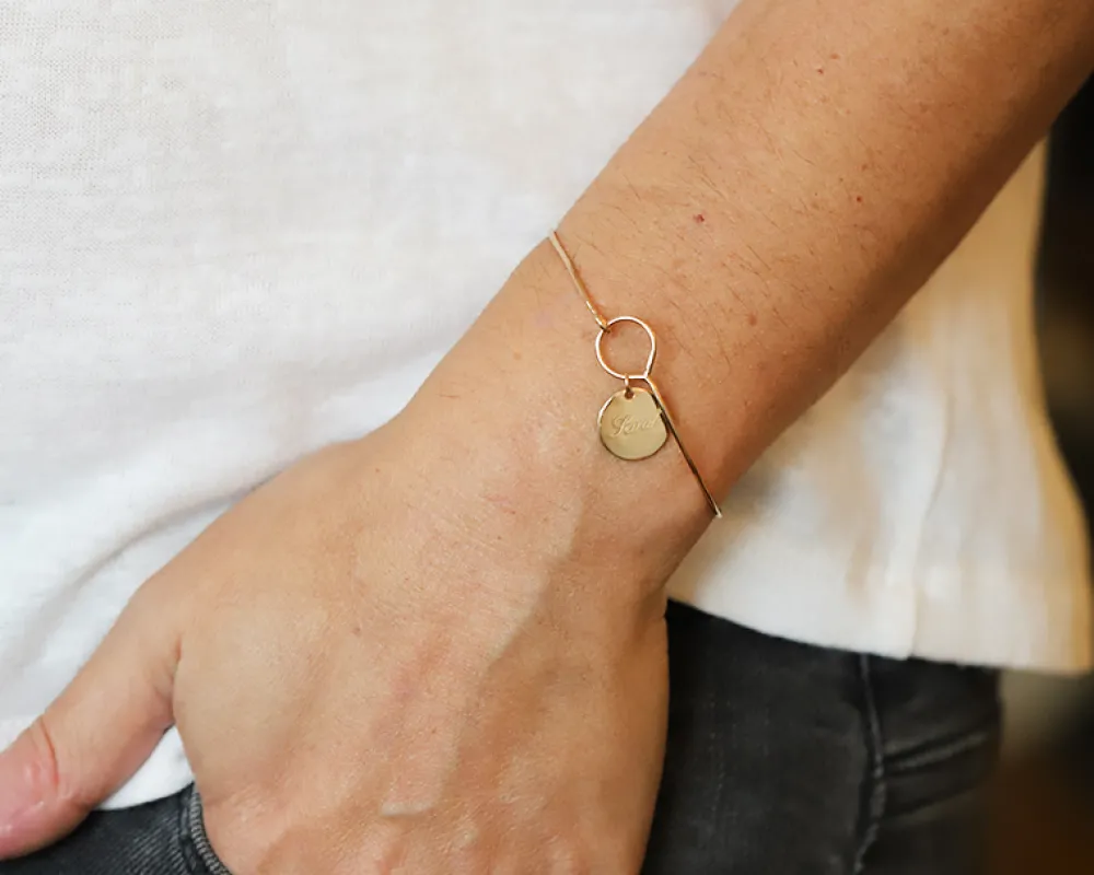 Bracelet jonc personnalisé - Plaqué or 18 carats, argent ou argent rosé|Cadeaux.com Outlet