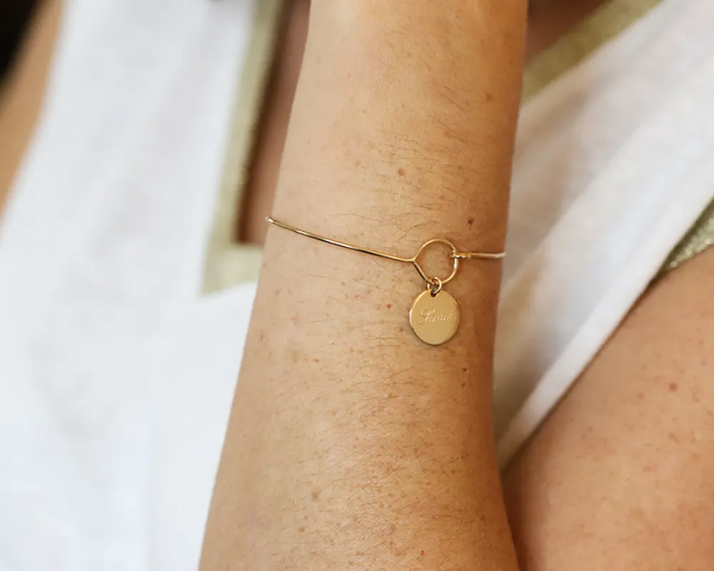 Bracelet jonc personnalisé - Plaqué or 18 carats, argent ou argent rosé|Cadeaux.com Outlet