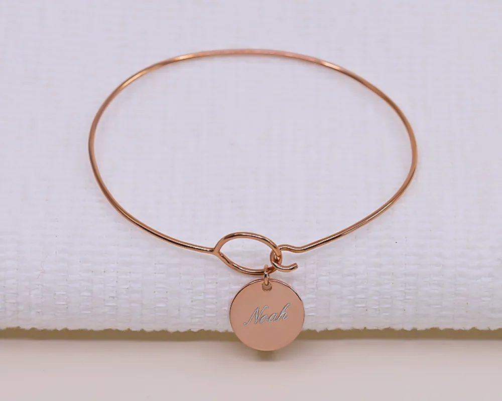 Bracelet jonc personnalisé - Plaqué or 18 carats, argent ou argent rosé|Cadeaux.com Outlet
