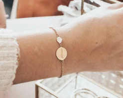 Bracelet médaille pour femme - Nacre blanche ou Pierre Rose|Cadeaux.com Sale