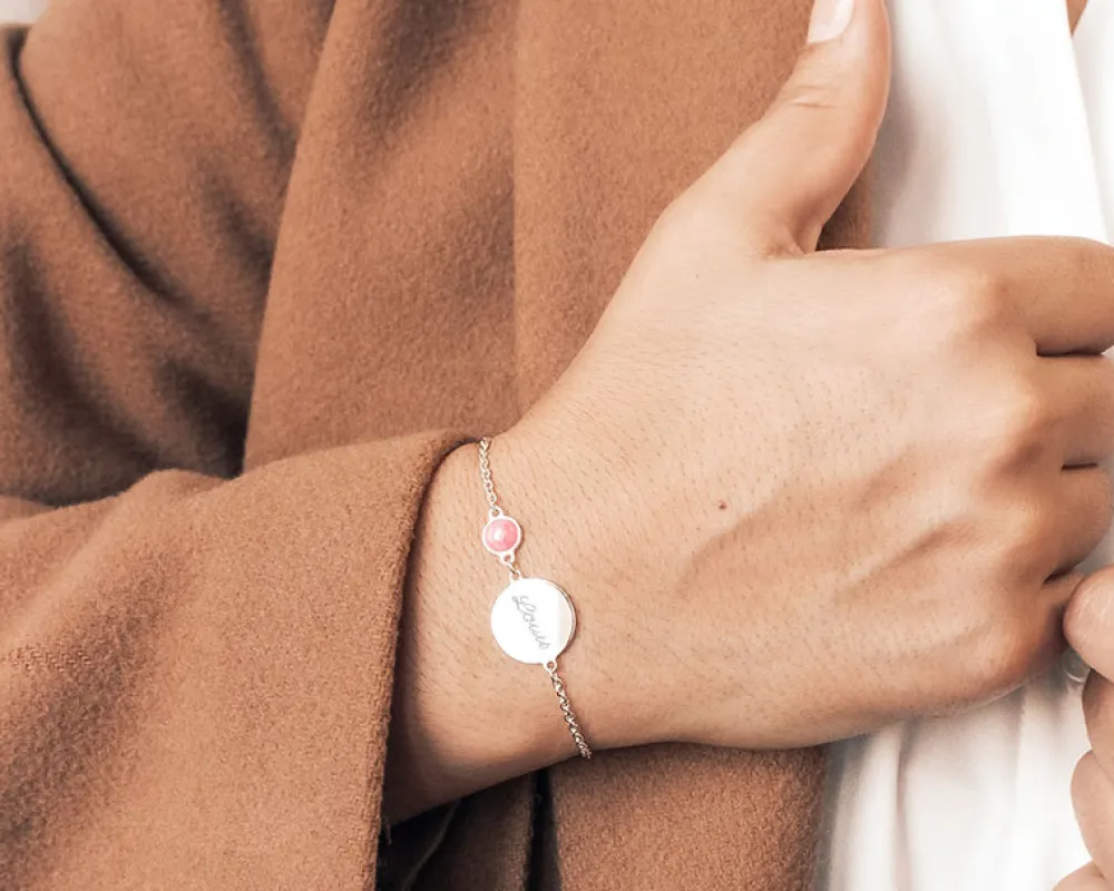 Bracelet médaille pour femme - Nacre blanche ou Pierre Rose|Cadeaux.com Sale