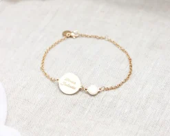 Bracelet médaille pour femme - Nacre blanche ou Pierre Rose|Cadeaux.com Sale