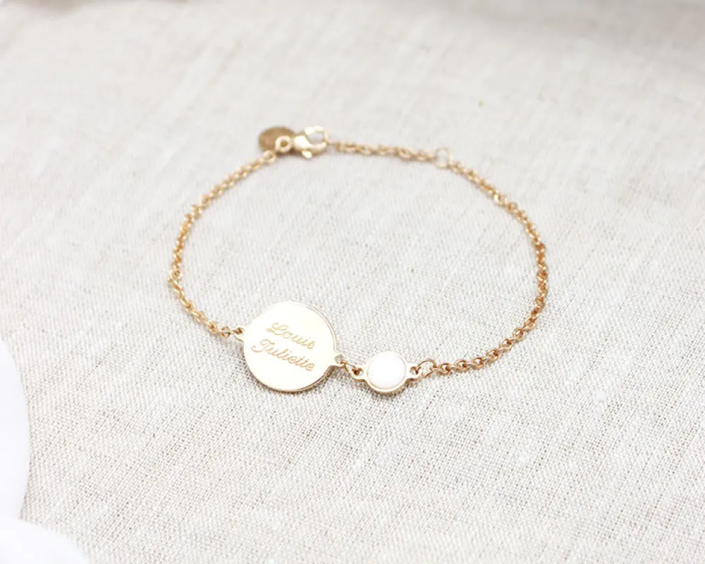Bracelet médaille pour femme - Nacre blanche ou Pierre Rose|Cadeaux.com Sale