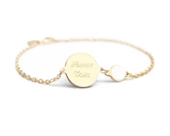 Bracelet médaille pour femme - Nacre blanche ou Pierre Rose|Cadeaux.com Sale