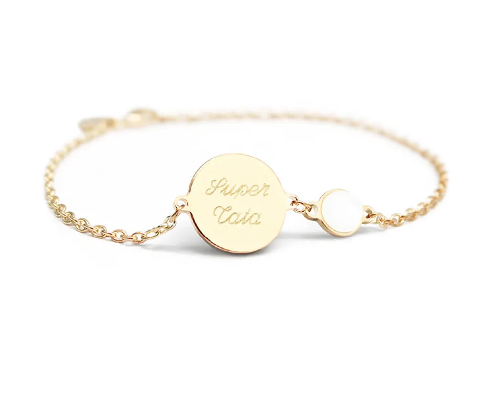 Bracelet médaille pour femme - Nacre blanche ou Pierre Rose|Cadeaux.com Sale