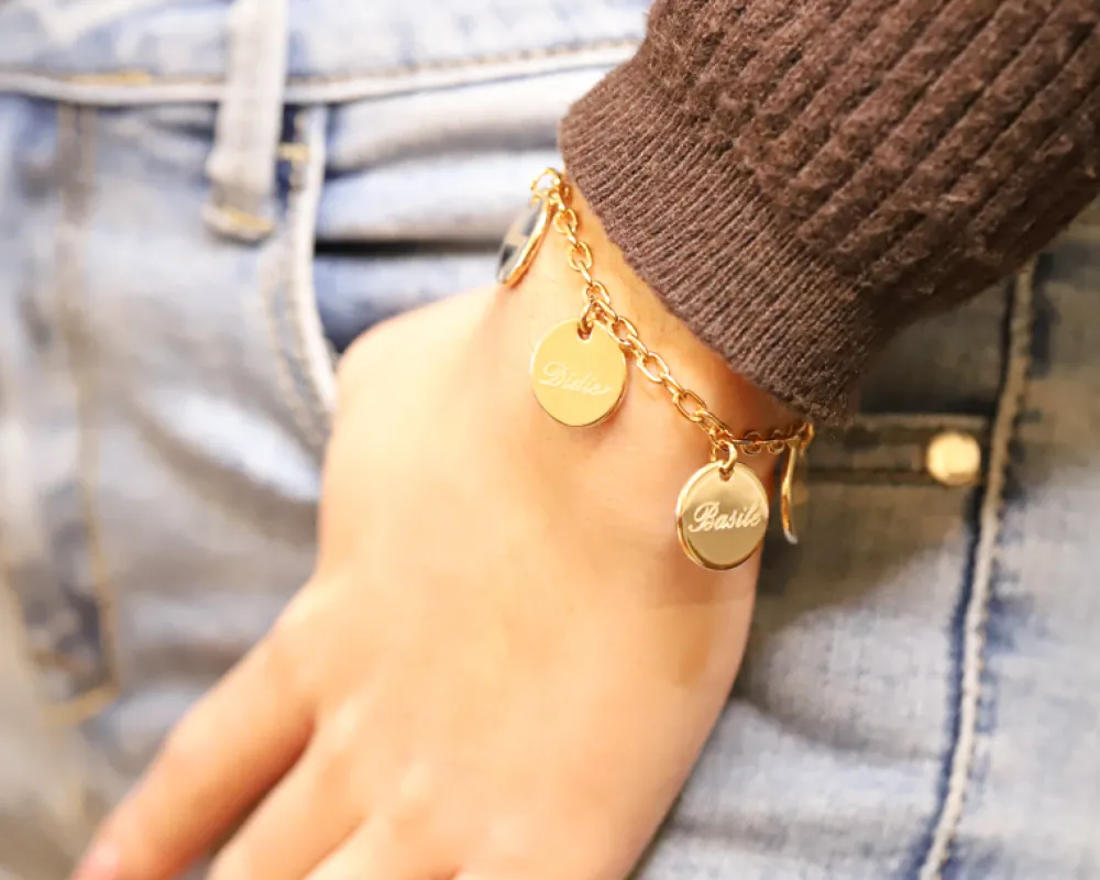 Bracelet médailles - Plaqué Or 18 carats|Cadeaux.com Best