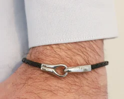 Bracelet Menottes en cuir et Acier|Cadeaux.com