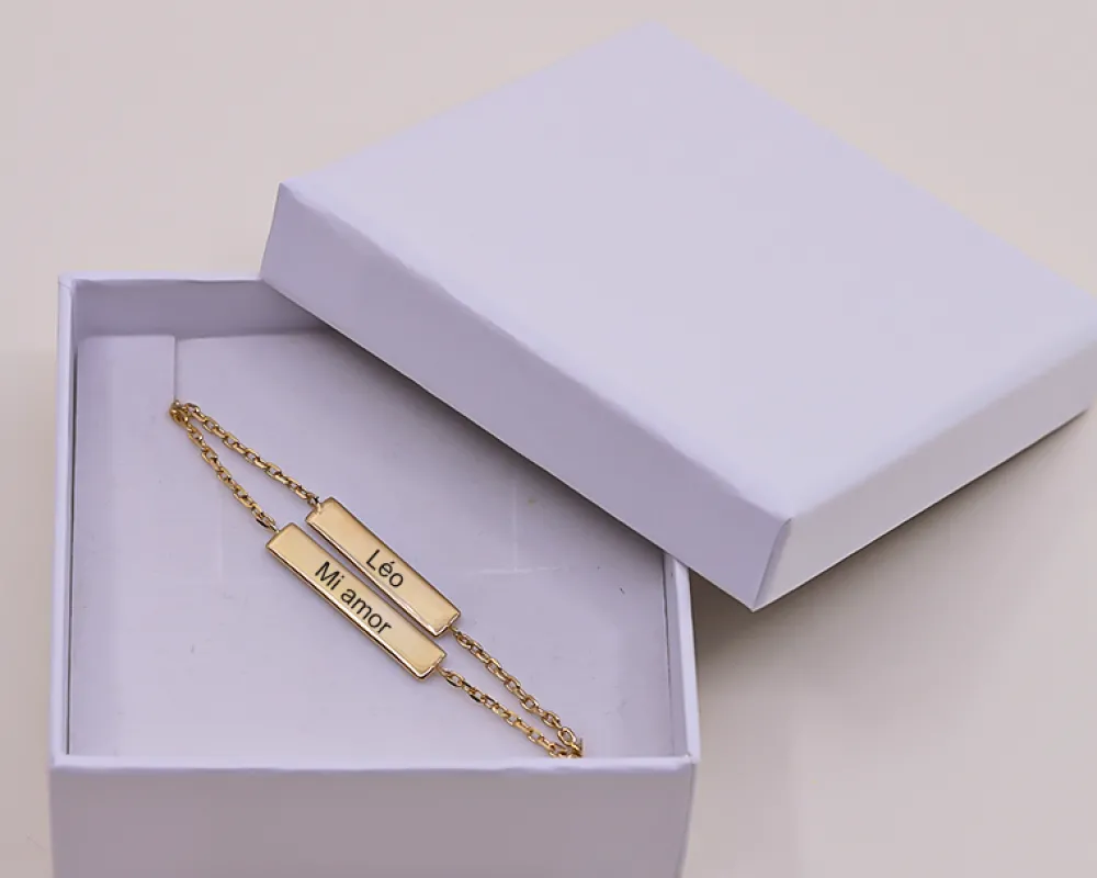 Bracelet personnalisé double plaques - plaqué or 18 carats|Cadeaux.com Best