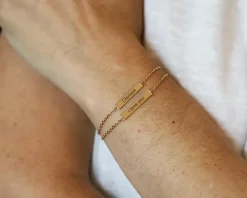 Bracelet personnalisé double plaques - plaqué or 18 carats|Cadeaux.com Best