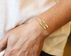 Bracelet personnalisé double plaques - plaqué or 18 carats|Cadeaux.com Best