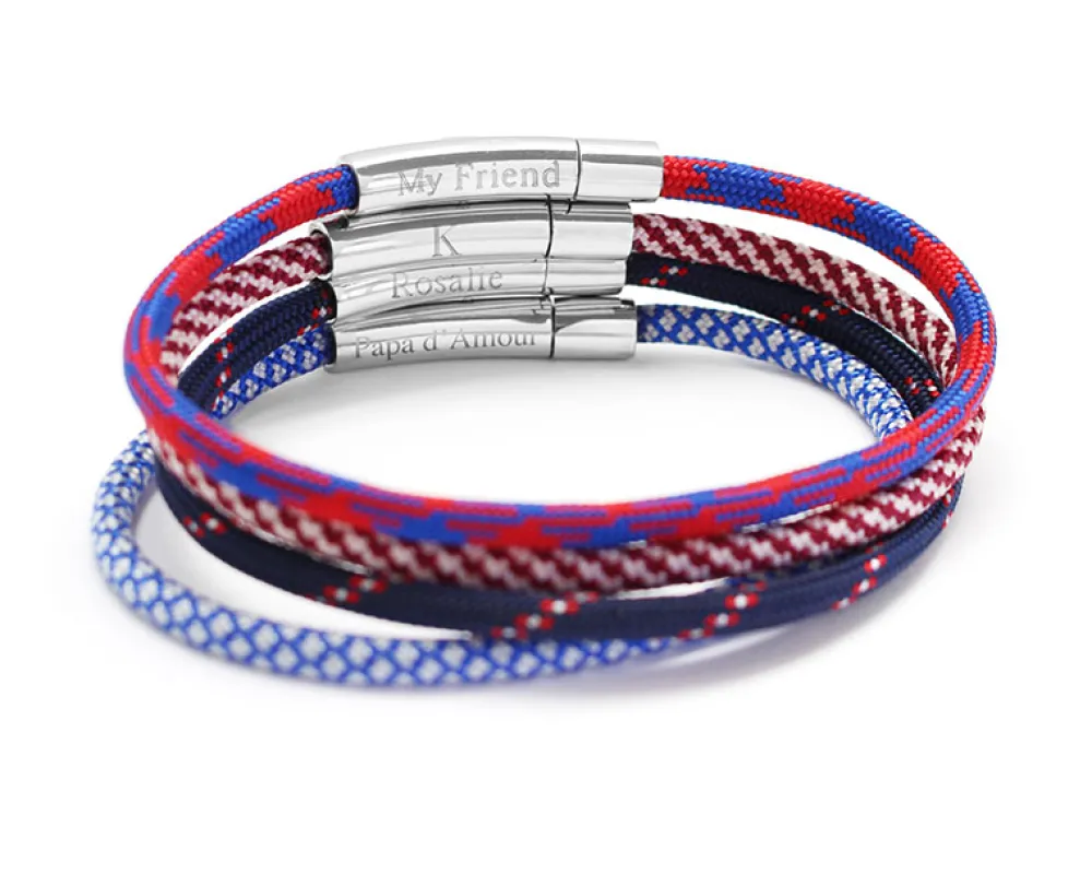 Bracelet personnalisé pour homme - cordon rouge et bleu|Cadeaux.com Sale