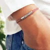 Bracelet personnalisé pour homme - cordon bordeaux et blanc|Cadeaux.com Sale