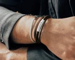 Bracelet personnalisable mix cuir - Marron ou noir|Cadeaux.com Best