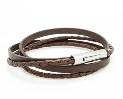 Bracelet personnalisable mix cuir - Marron ou noir|Cadeaux.com Best