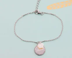 Bracelet personnalisable en argent véritable - Rose nacrée|Cadeaux.com Hot
