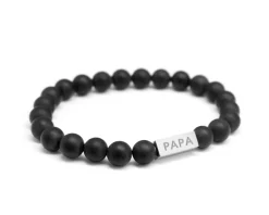 Bracelet pour homme personnalisable - perles Agates noires mates|Cadeaux.com Hot