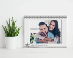 Cadre blanc gravé Etoiles Cristaux Swarovski®|Cadeaux.com Outlet