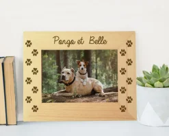Cadre en bois gravé empreintes chien|Cadeaux.com Hot