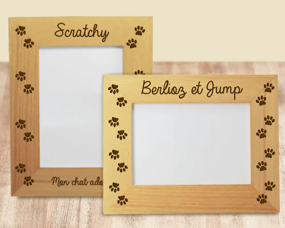 Cadre en bois gravé empreintes chat|Cadeaux.com Clearance