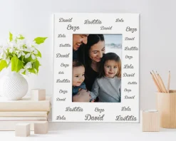 Cadre en métal blanc gravé Personnalisable - Famille Prénoms|Cadeaux.com Outlet