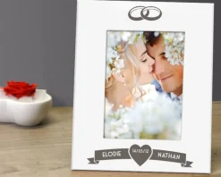 Cadre métal blanc gravé Mariage|Cadeaux.com Best