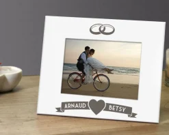 Cadre métal blanc gravé Mariage|Cadeaux.com Best