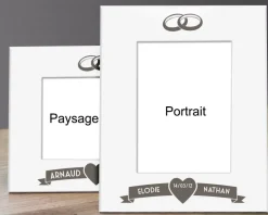 Cadre métal blanc gravé Mariage|Cadeaux.com Best