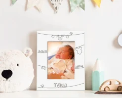 Cadre métal blanc gravé Naissance|Cadeaux.com Best