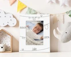 Cadre métal blanc gravé Naissance|Cadeaux.com Best