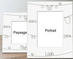 Cadre métal blanc gravé Naissance|Cadeaux.com Best