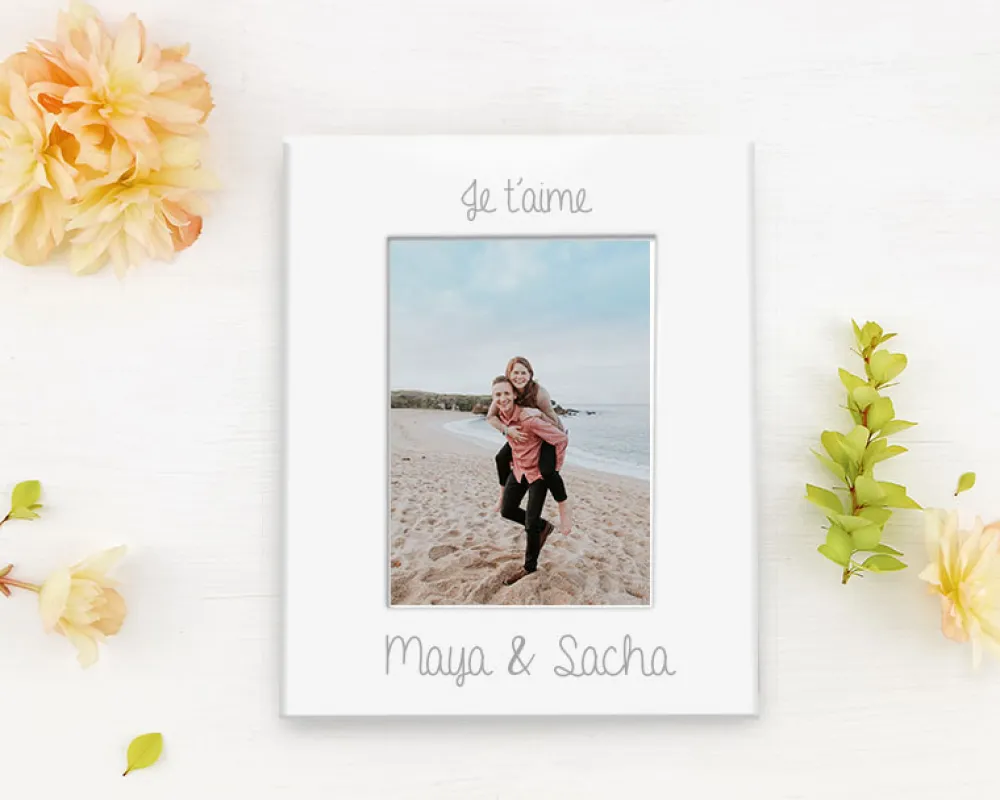 Cadre métal blanc gravé Passion|Cadeaux.com Discount