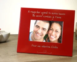 Cadre métal rouge gravé Déclaration|Cadeaux.com Hot